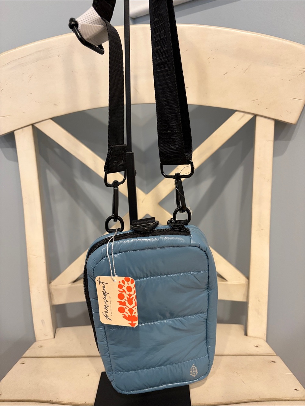 Free People Movement High Peak Light Blue Convertible Quilted Crossbody Pouch